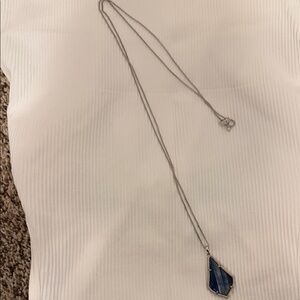 Kendra Scott Silver Necklace with Blue Pendant
